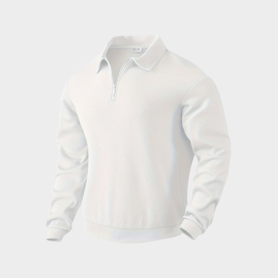 Vince men's gray textured knit half-zip pullover sweatshirt with geometric pattern