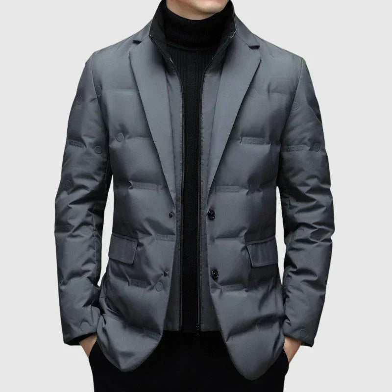 Colton™ black padded winter blazer structured tailored silhouette with insulated warmth