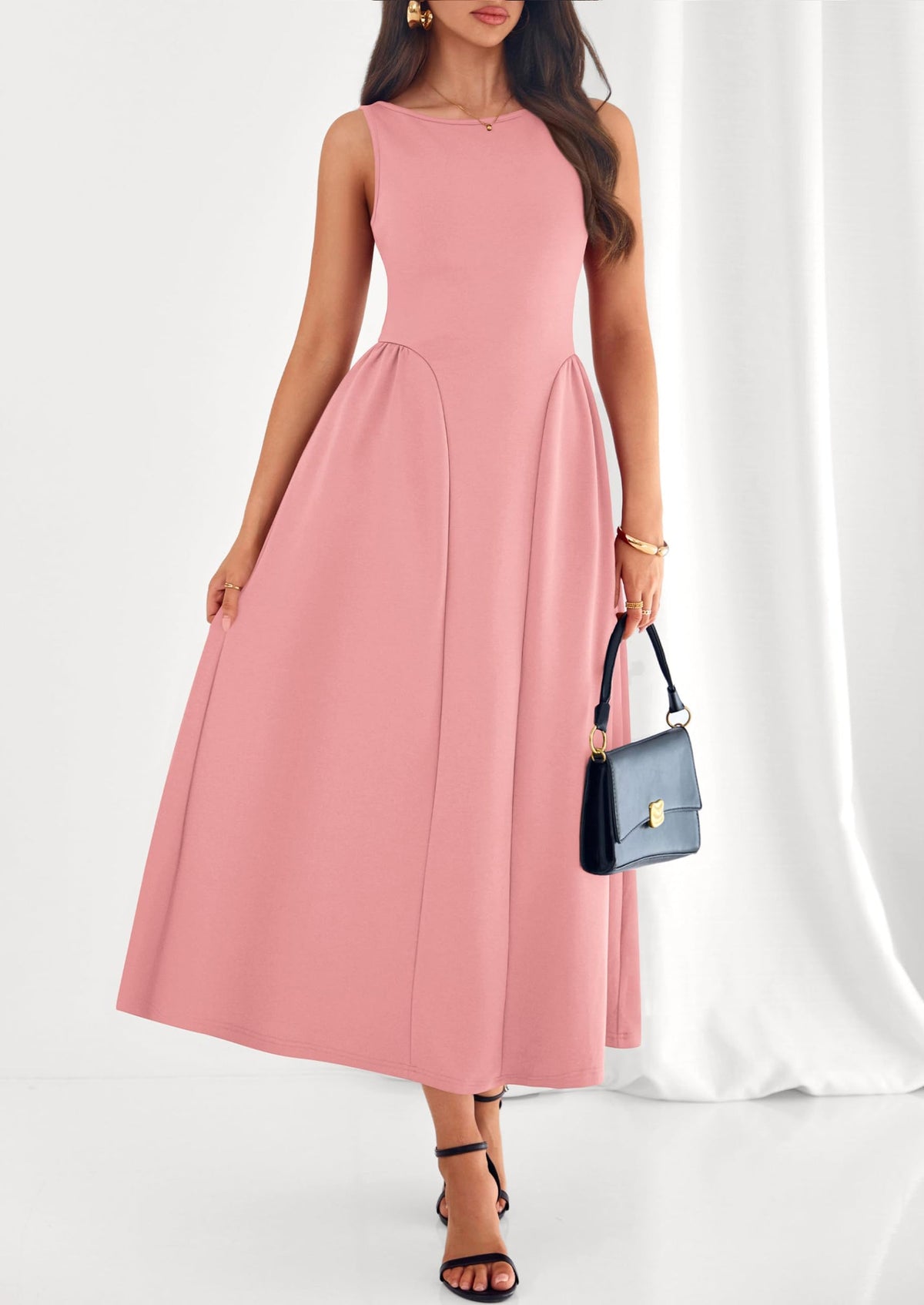 Army Green A-Line Maxi Dress - Sleeveless, Crewneck, Formal - photo 38