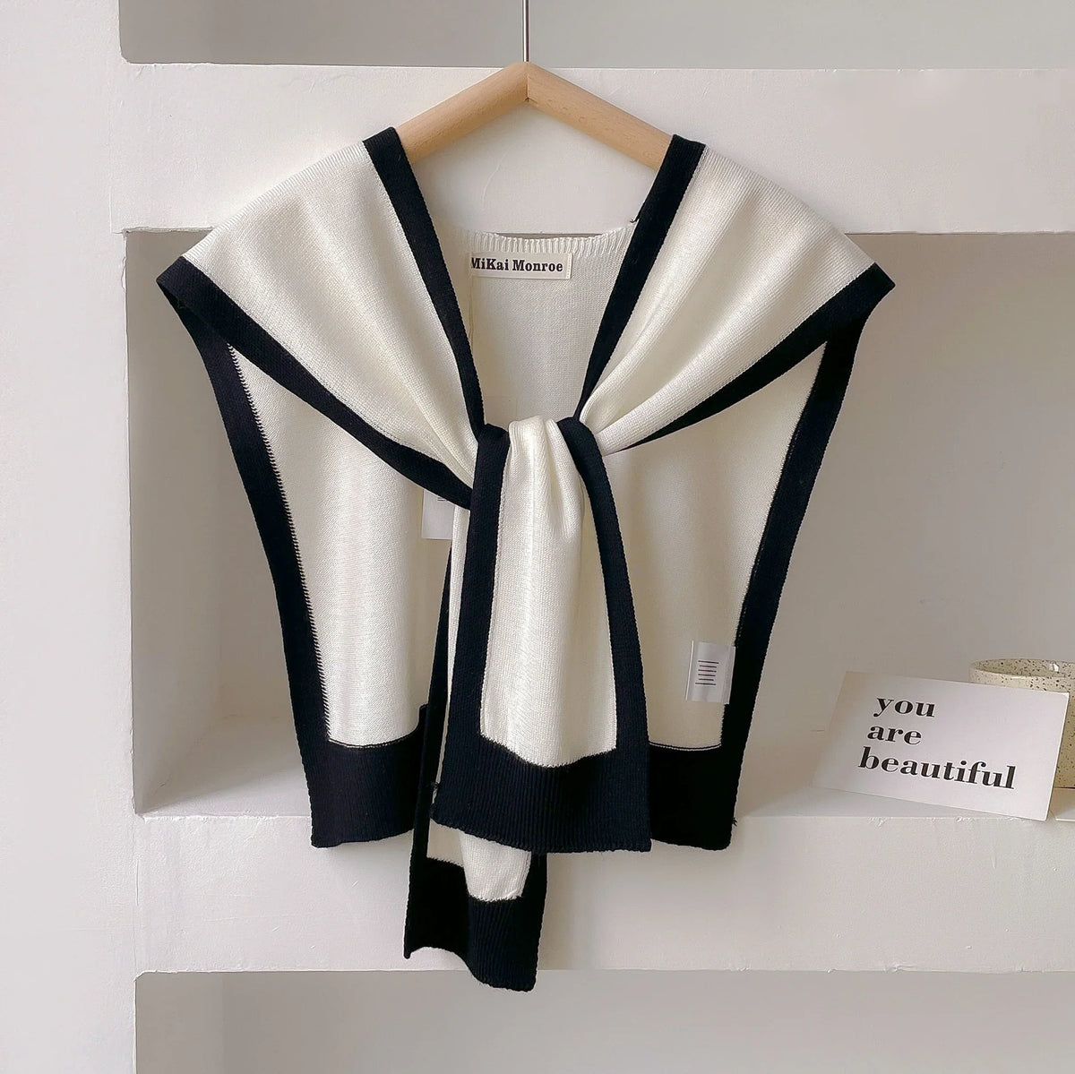 Emma striped knit shoulder shawl lightweight breathable wrap versatile spring autumn layer