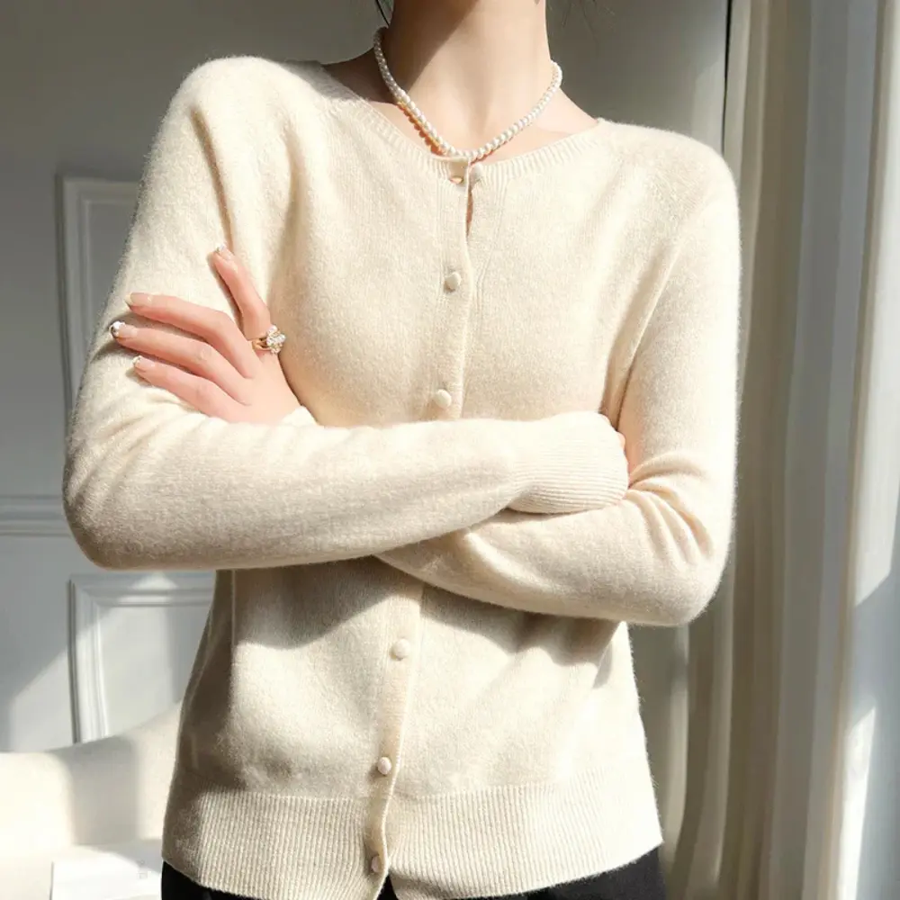 Orsenvi Eliza pastel wool cardigan women cozy layering chic soft pastel shades 100% wool essential