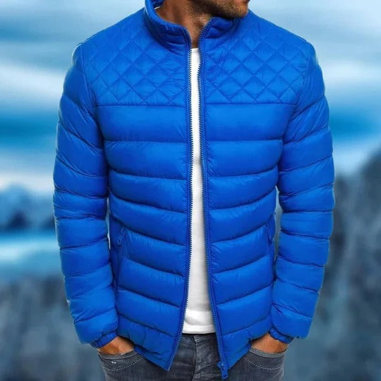 Orsenvi men's navy quilted puffer jacket water-resistant windproof lightweight slim fit