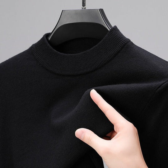 Men's ivory cashmere pullover sweater structured fit straight hem semi-formal everyday luxury knit