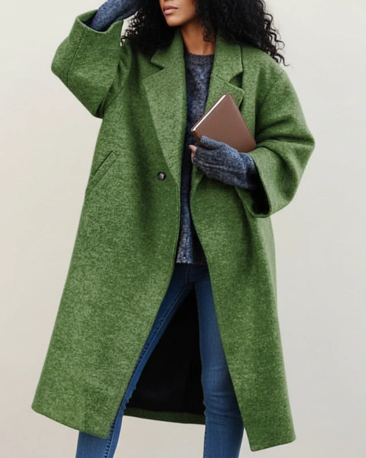 Orsenvi women's oversized colorful long winter coat with relaxed silhouette for bold layering
