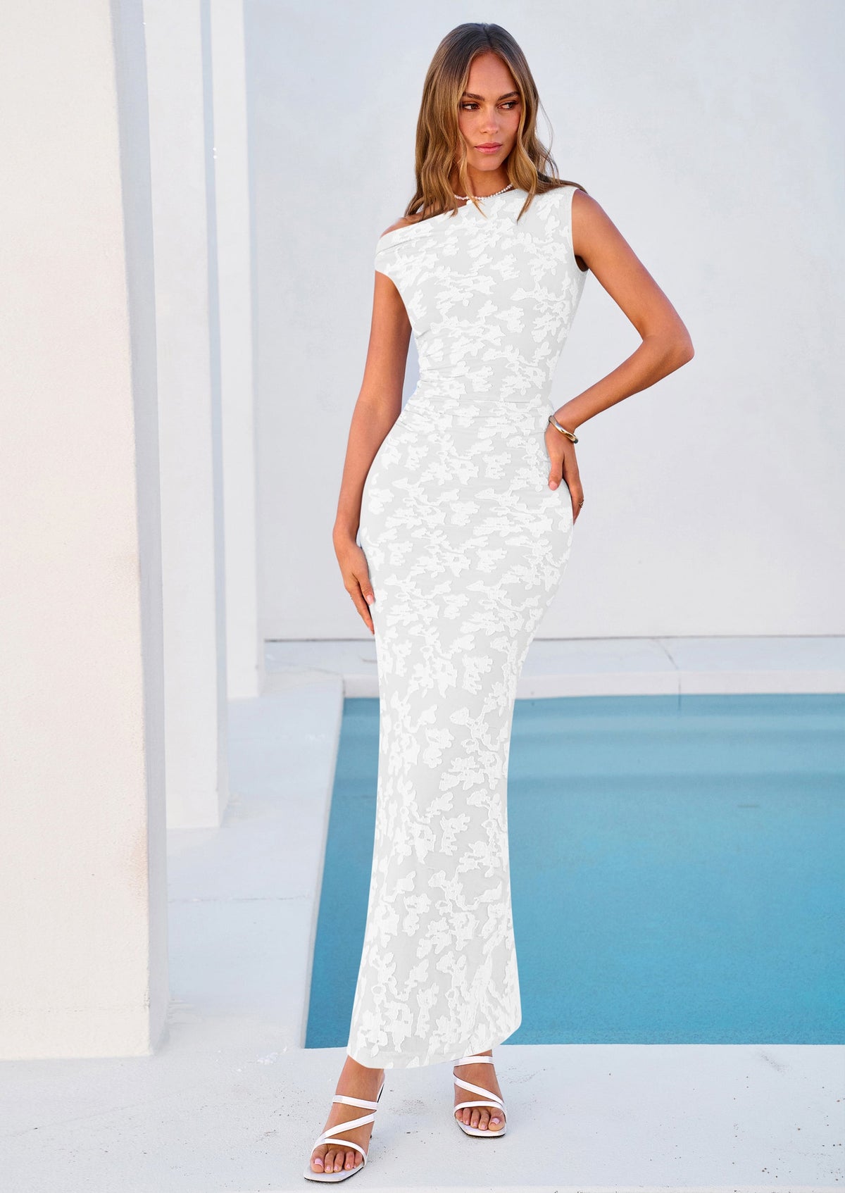 Floral Bodycon Ruched Maxi Dress - One-Shoulder, Cocktail - photo 7