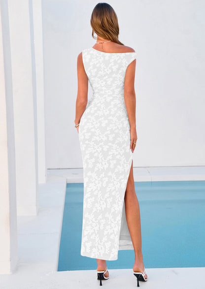 Floral Bodycon Ruched Maxi Dress - One-Shoulder, Cocktail - photo 8