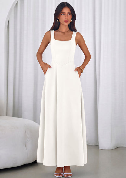 Swing Maxi Dress - Sleeveless, Square Neck, Beach - photo 9
