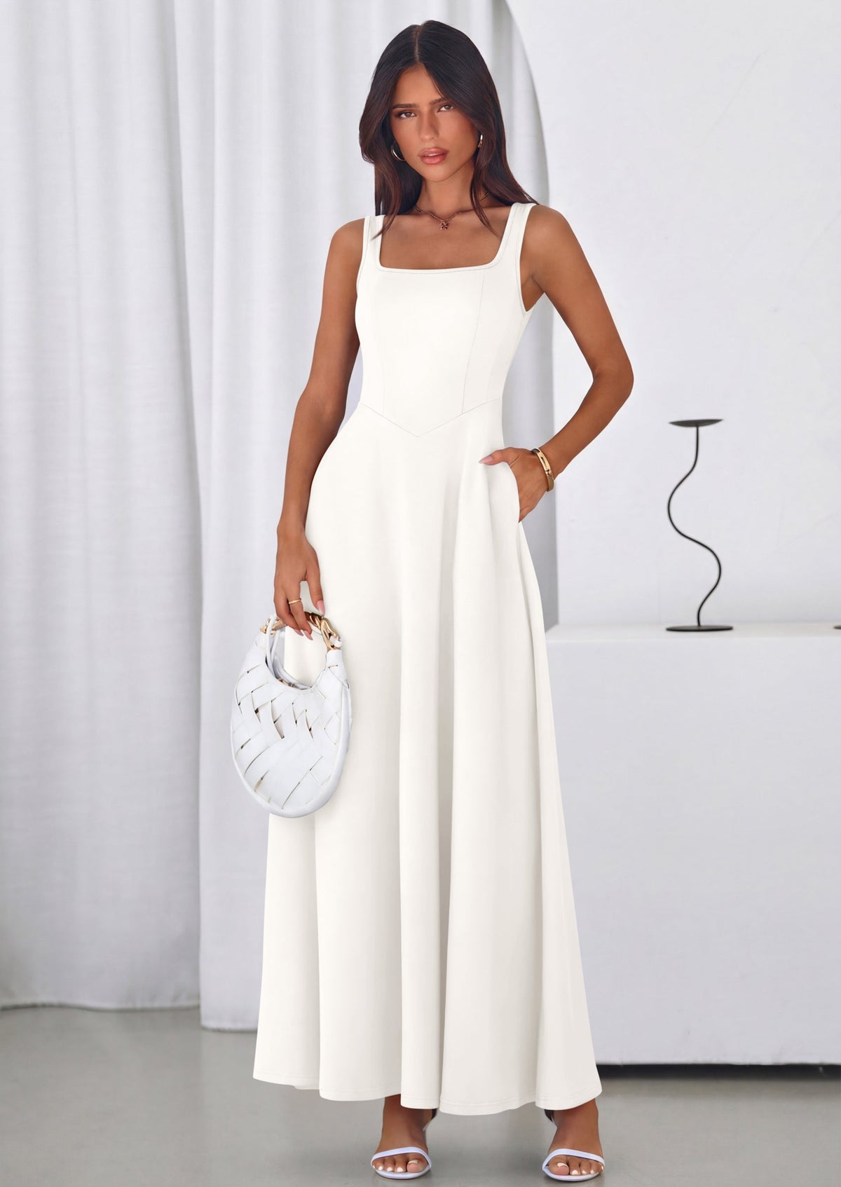 Swing Maxi Dress - Sleeveless, Square Neck, Beach - photo 10