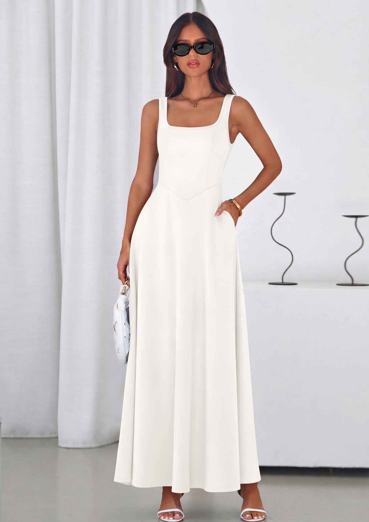Swing Maxi Dress - Sleeveless, Square Neck, Beach - photo 12