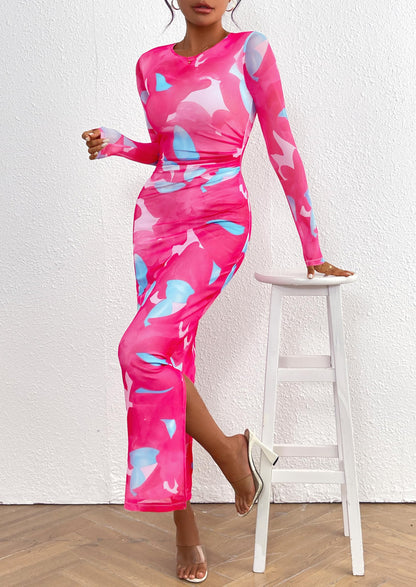 Floral Bodycon Ruched Maxi Dress - Long Sleeve, Party - photo 34