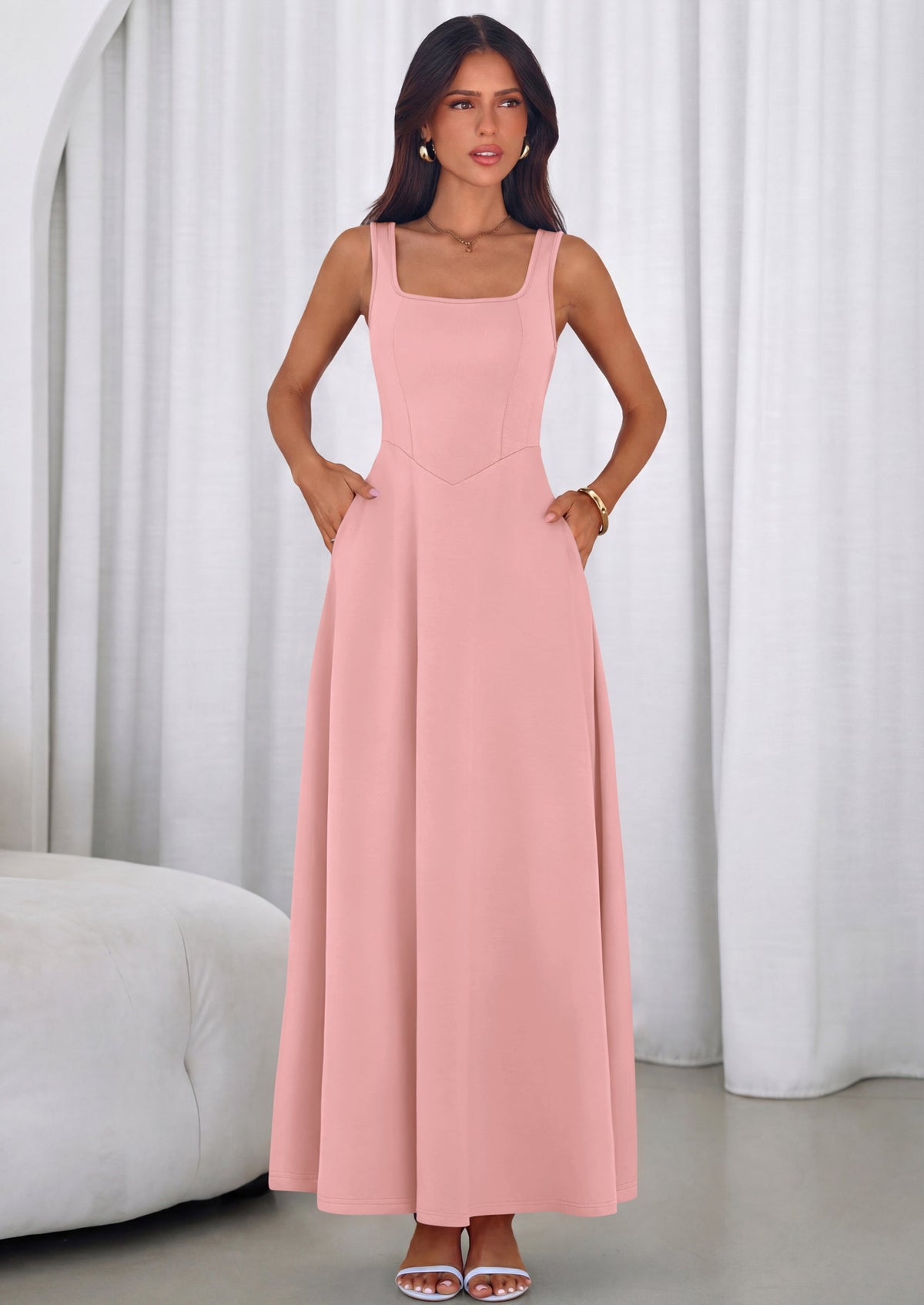 Swing Maxi Dress - Sleeveless, Square Neck, Beach - photo 15