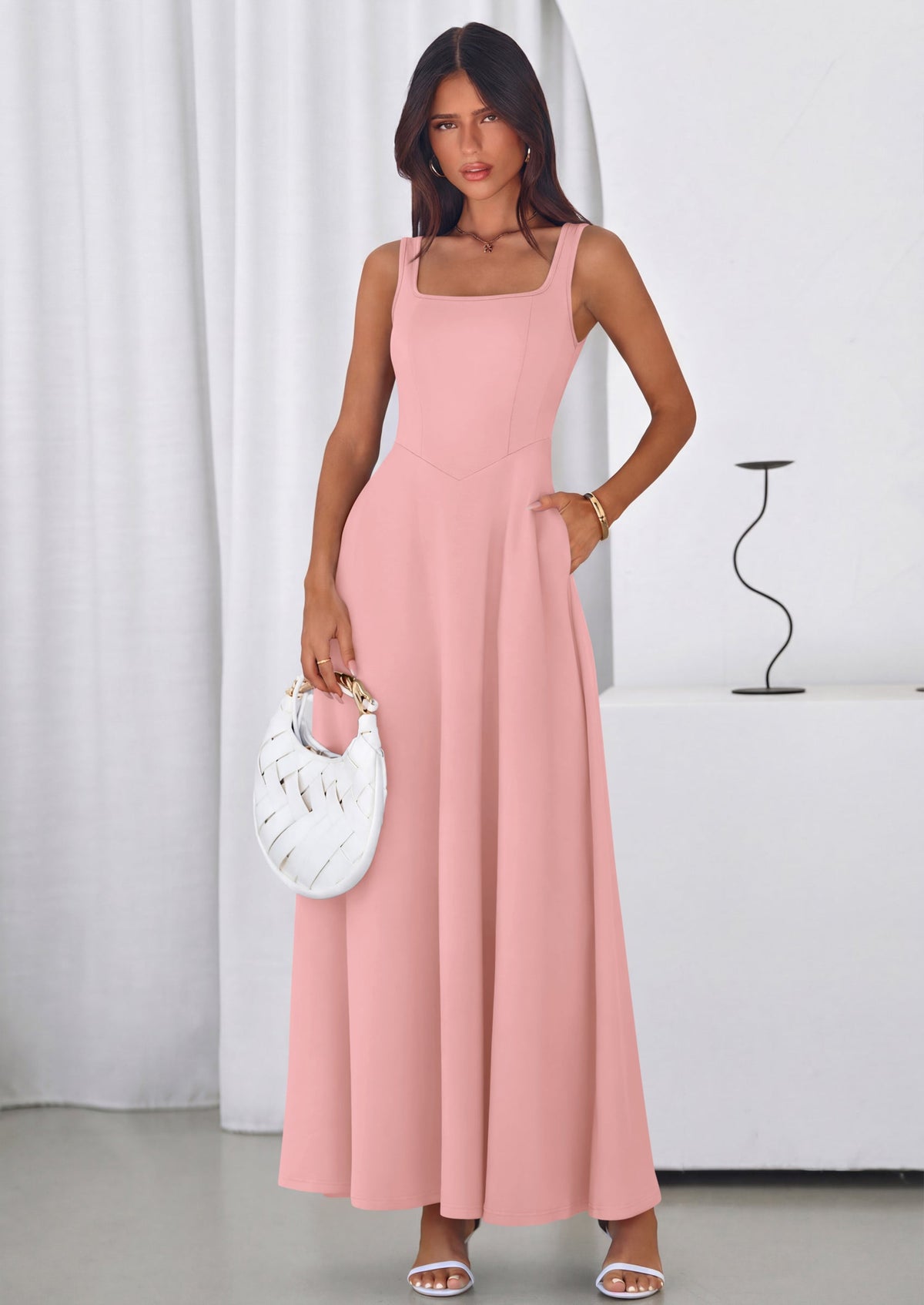Swing Maxi Dress - Sleeveless, Square Neck, Beach - photo 16