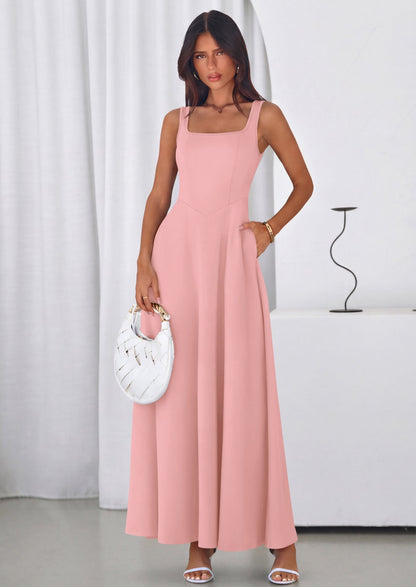 Swing Maxi Dress - Sleeveless, Square Neck, Beach - photo 16