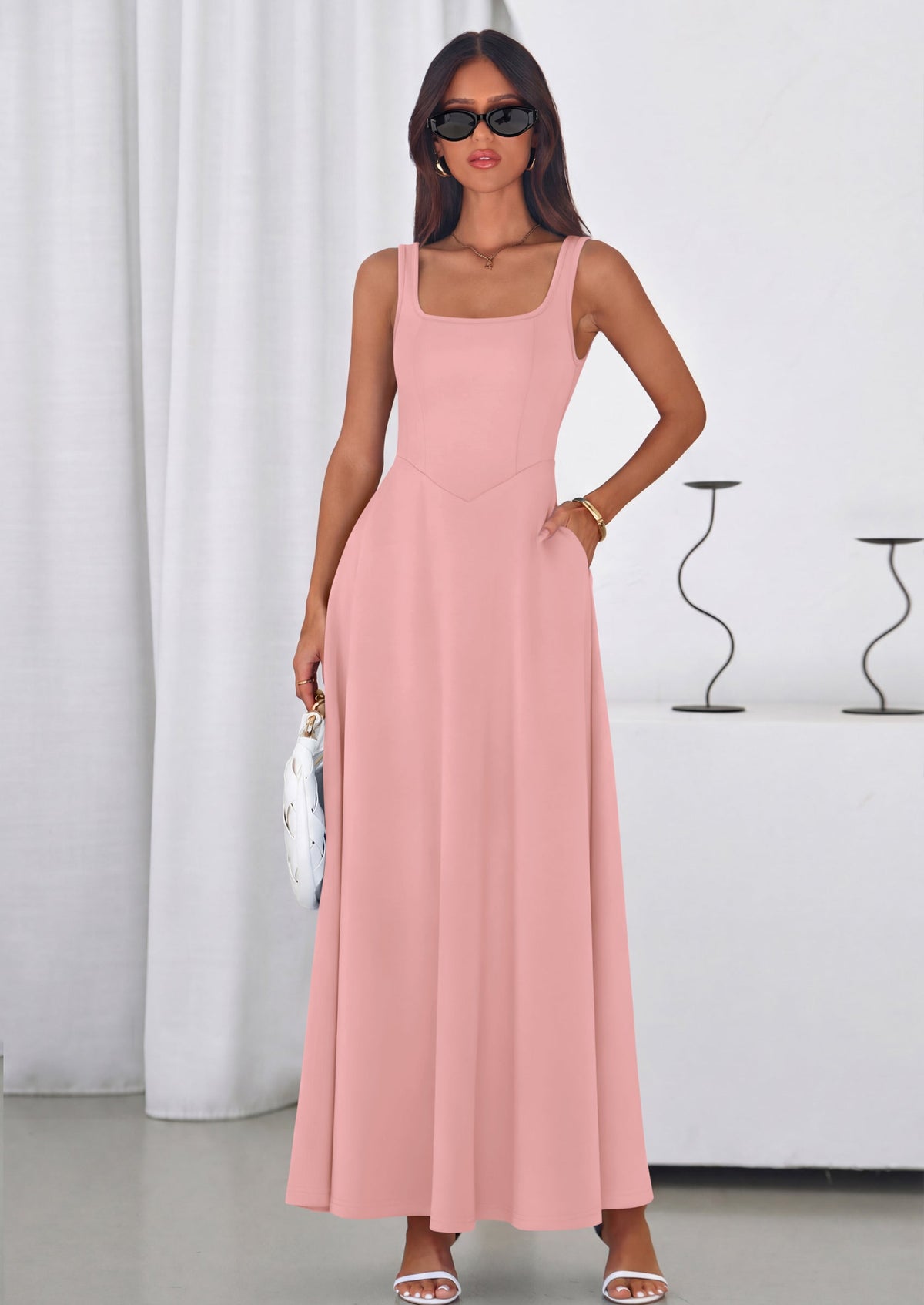 Swing Maxi Dress - Sleeveless, Square Neck, Beach - photo 18