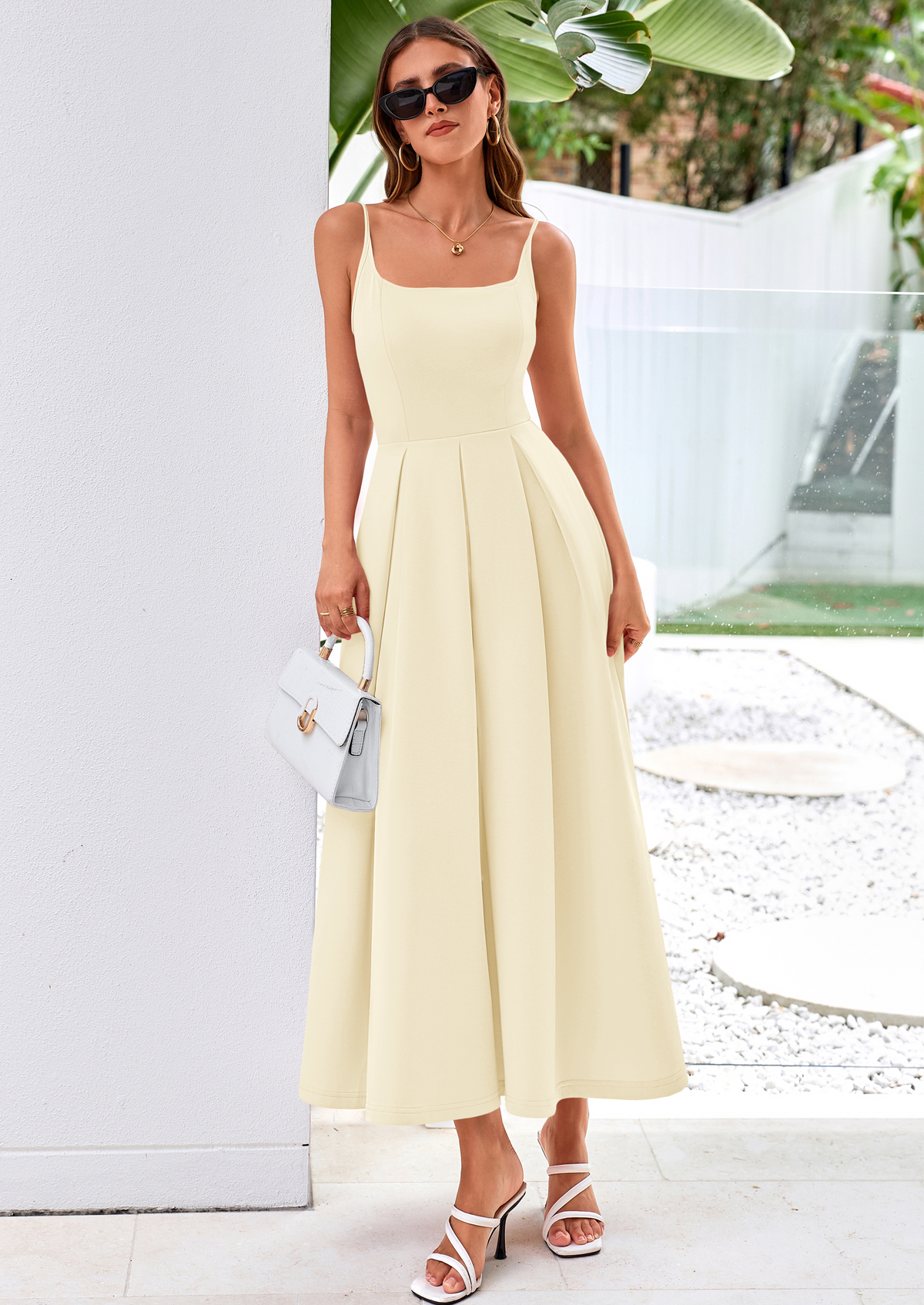 A-Line Flowy Maxi Dress - Spaghetti Strap, Square Neck, photo 18