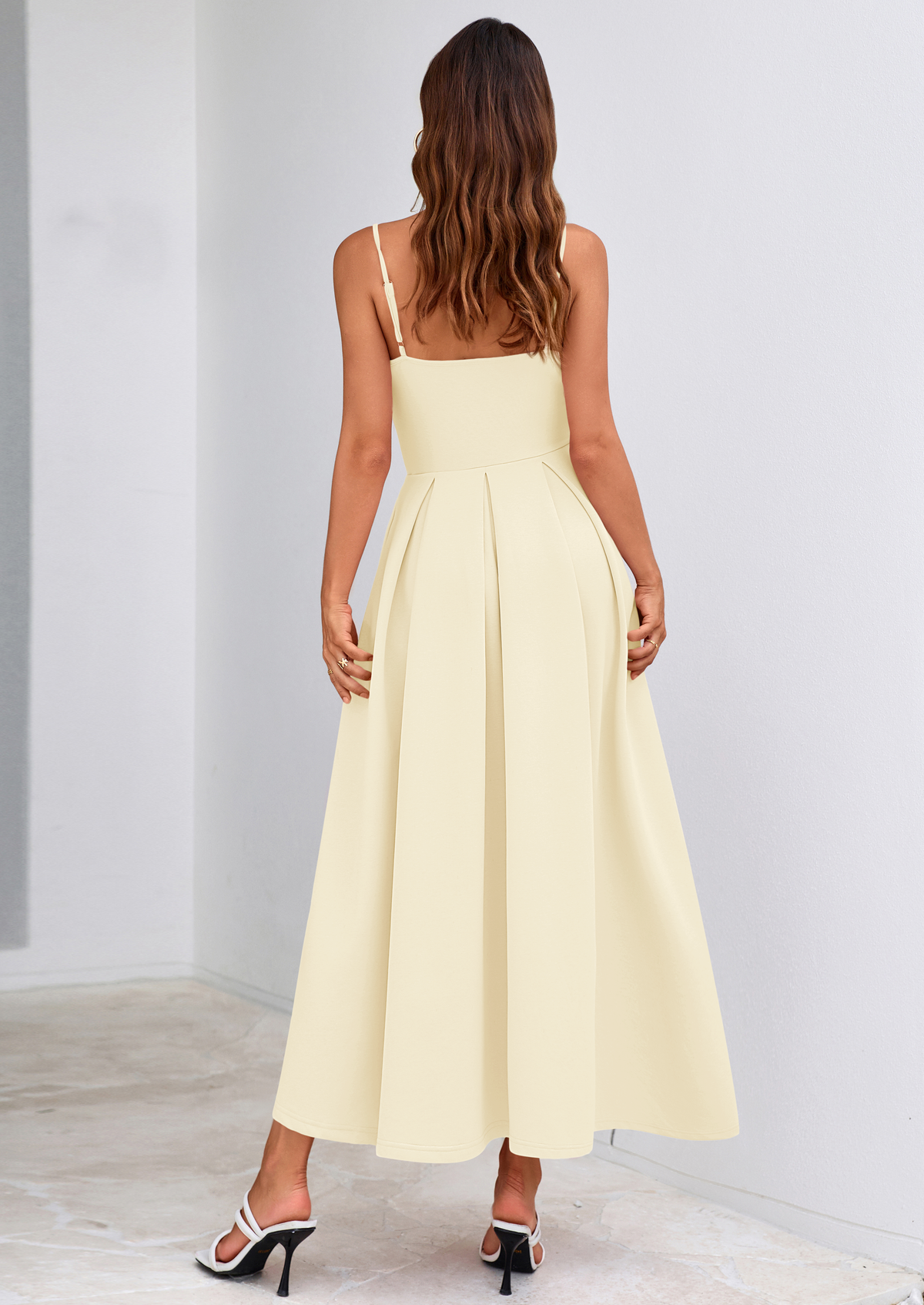 A-Line Flowy Maxi Dress - Spaghetti Strap, Square Neck, photo 14