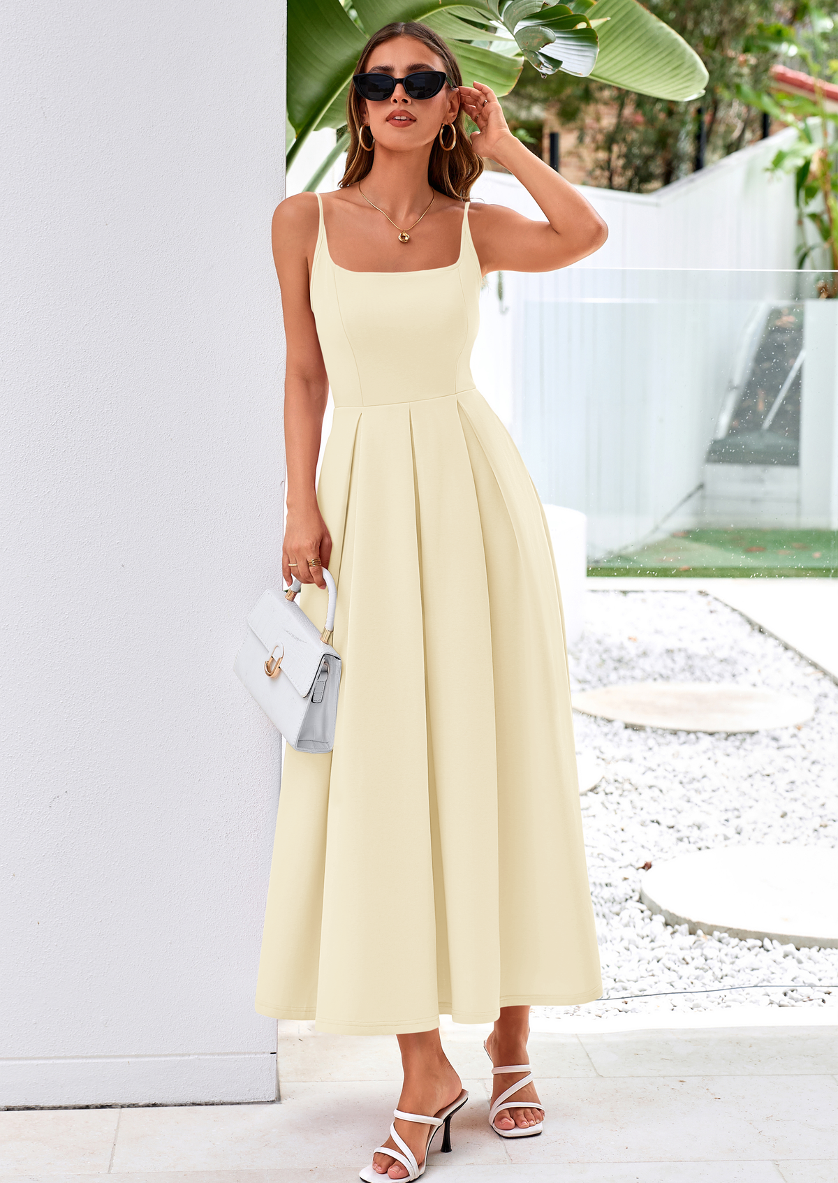 A-Line Flowy Maxi Dress - Spaghetti Strap, Square Neck, photo 17