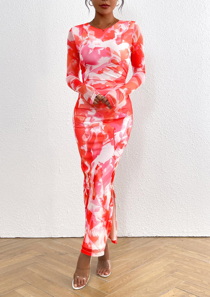 Floral Bodycon Ruched Maxi Dress - Long Sleeve, Party - photo 44
