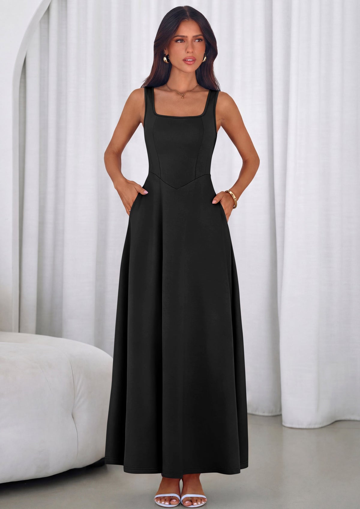 Swing Maxi Dress - Sleeveless, Square Neck, Beach - photo 33