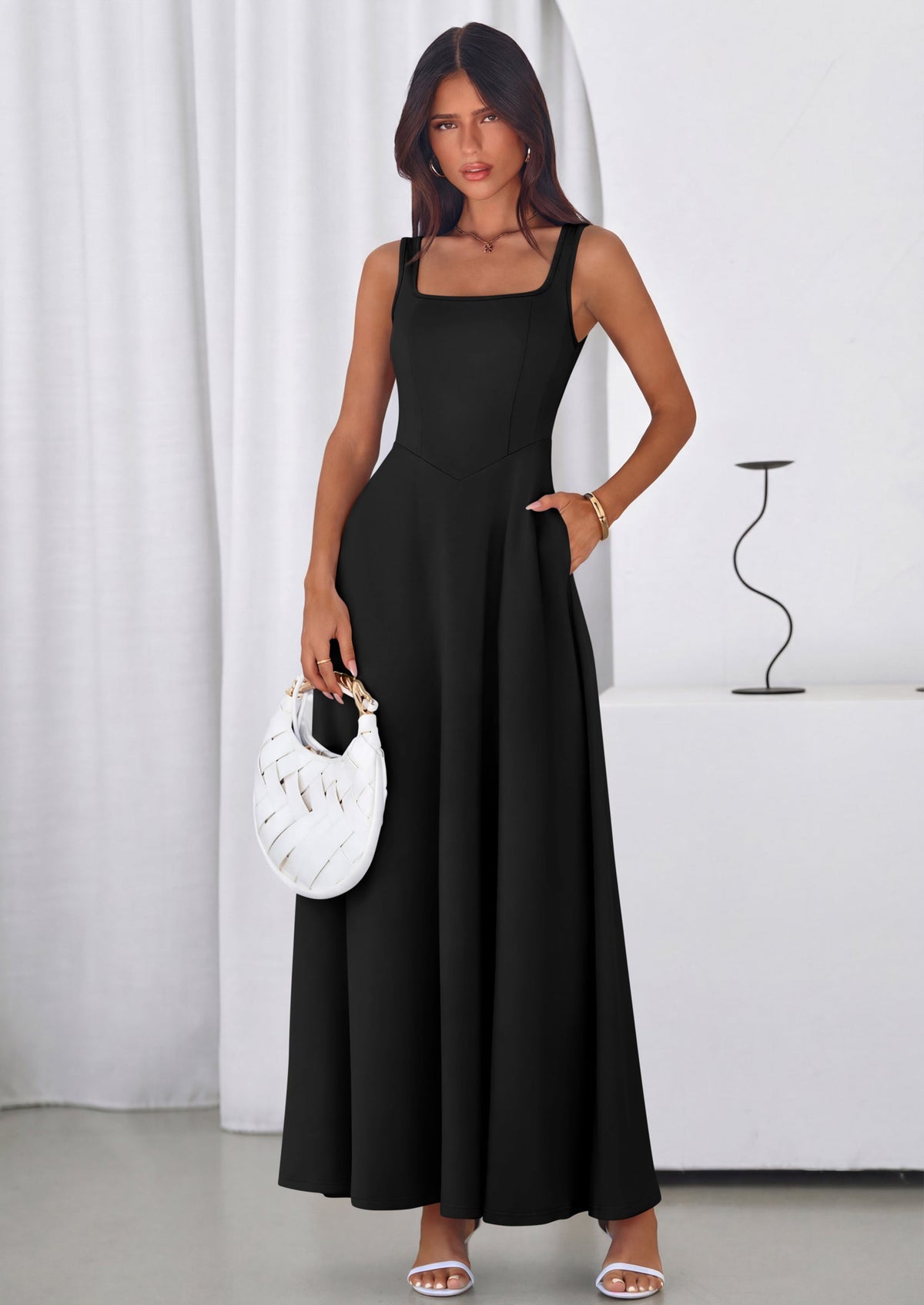 Swing Maxi Dress - Sleeveless, Square Neck, Beach - photo 34