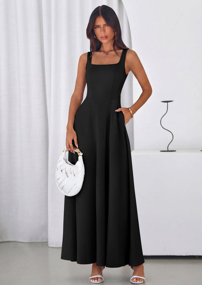 Swing Maxi Dress - Sleeveless, Square Neck, Beach - photo 34