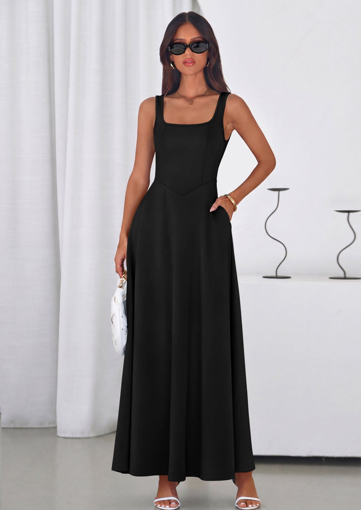 Swing Maxi Dress - Sleeveless, Square Neck, Beach - photo 36