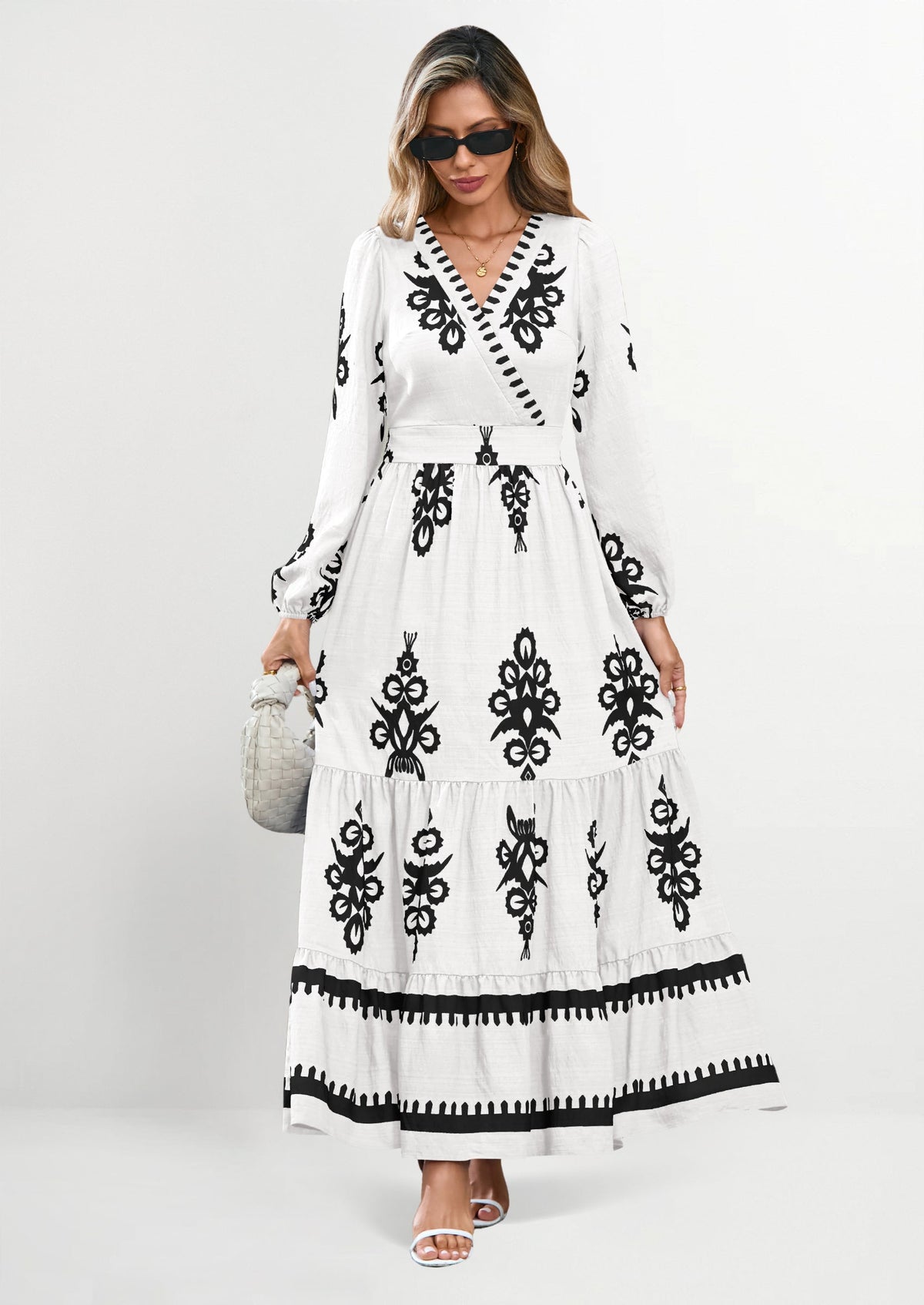 Floral Flowy Maxi Dress - Long Sleeve, V-Neck, Wedding Guest - photo 14