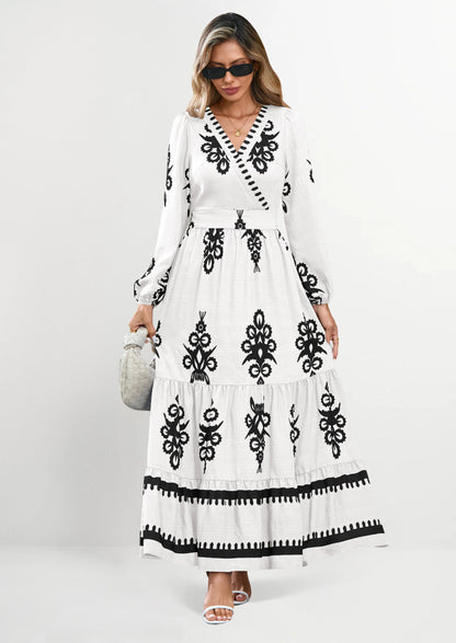 Floral Flowy Maxi Dress - Long Sleeve, V-Neck, Wedding Guest - photo 14