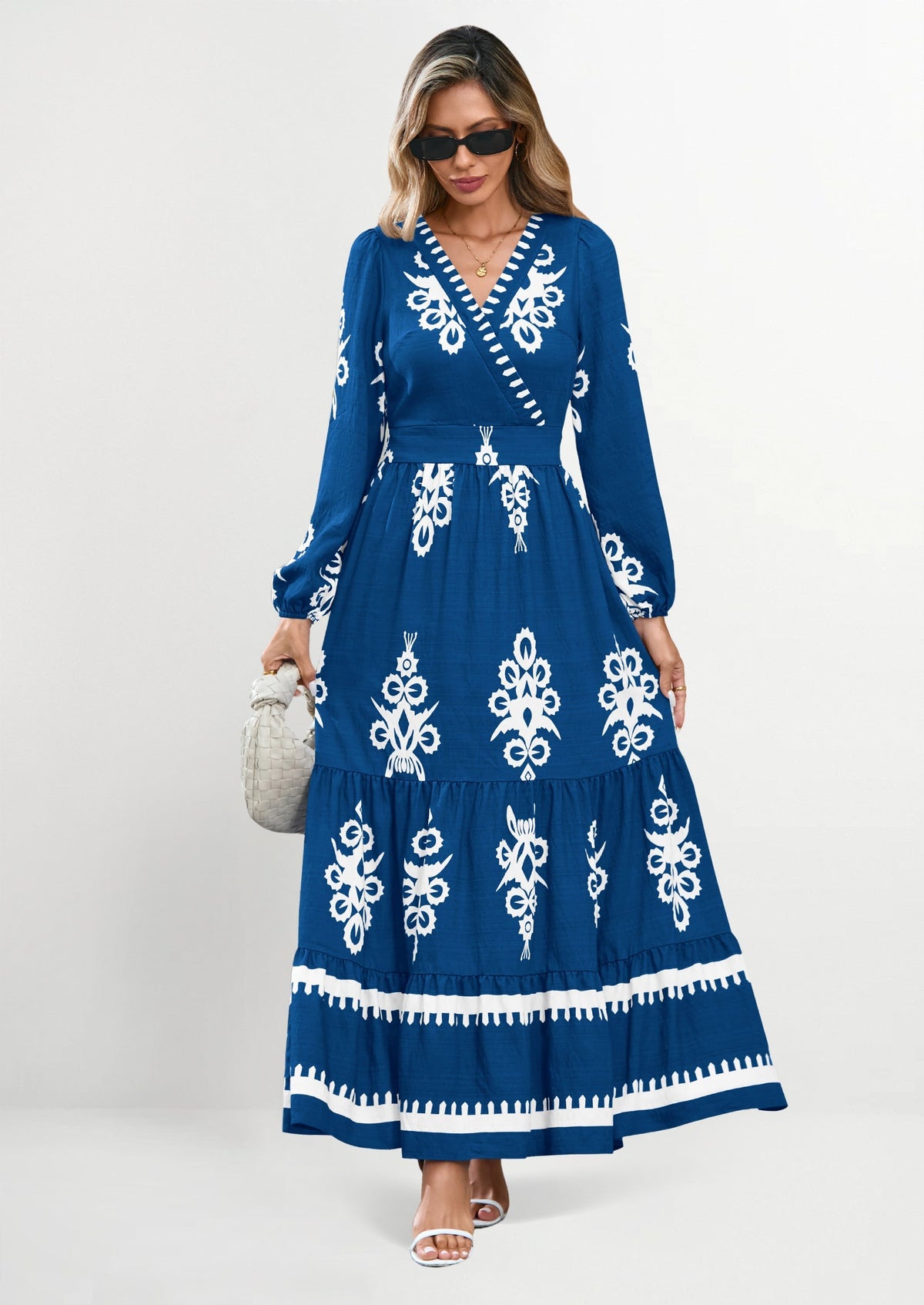 Floral Flowy Maxi Dress - Long Sleeve, V-Neck, Wedding Guest - photo 32