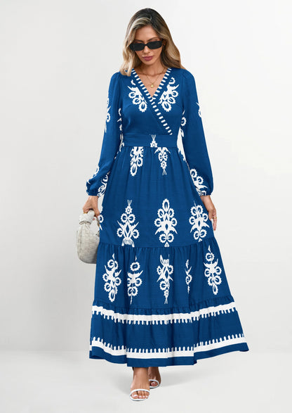 Floral Flowy Maxi Dress - Long Sleeve, V-Neck, Wedding Guest - photo 32