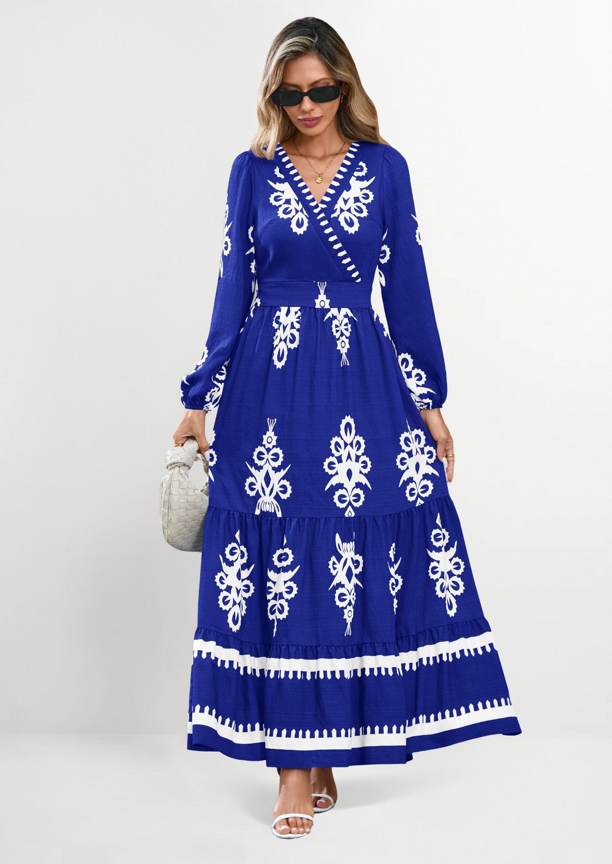 Floral Flowy Maxi Dress - Long Sleeve, V-Neck, Wedding Guest - photo 20