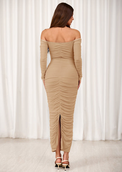 Mesh Ruched Bodycon Maxi Dress - Long Sleeve, Wedding Guest - photo 15