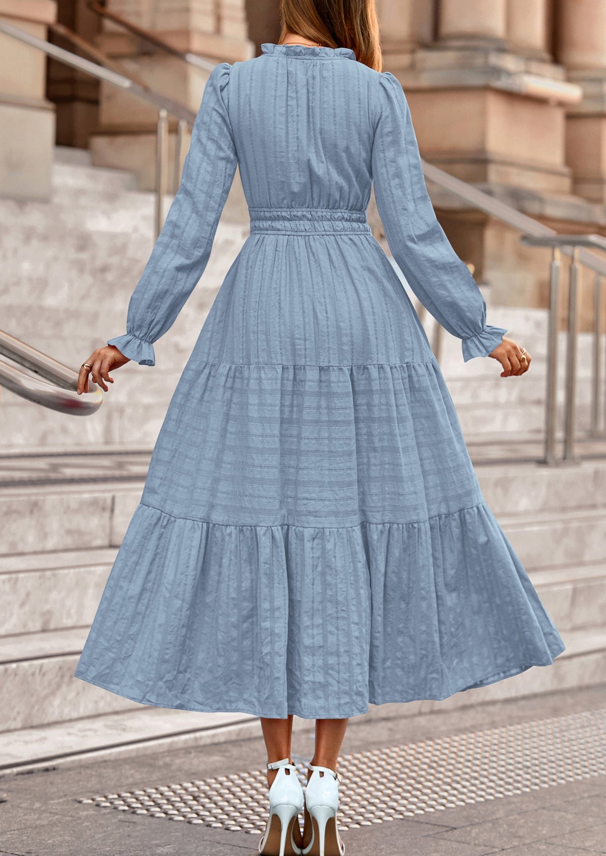 Flowy Maxi Dress - Long Sleeve, V-Neck, Wedding Guest - photo 31