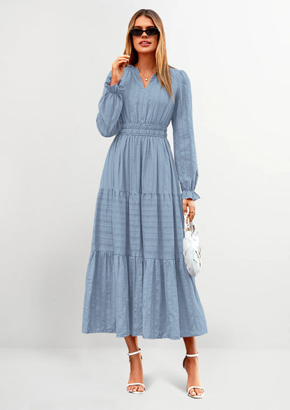 Flowy Maxi Dress - Long Sleeve, V-Neck, Wedding Guest - photo 30
