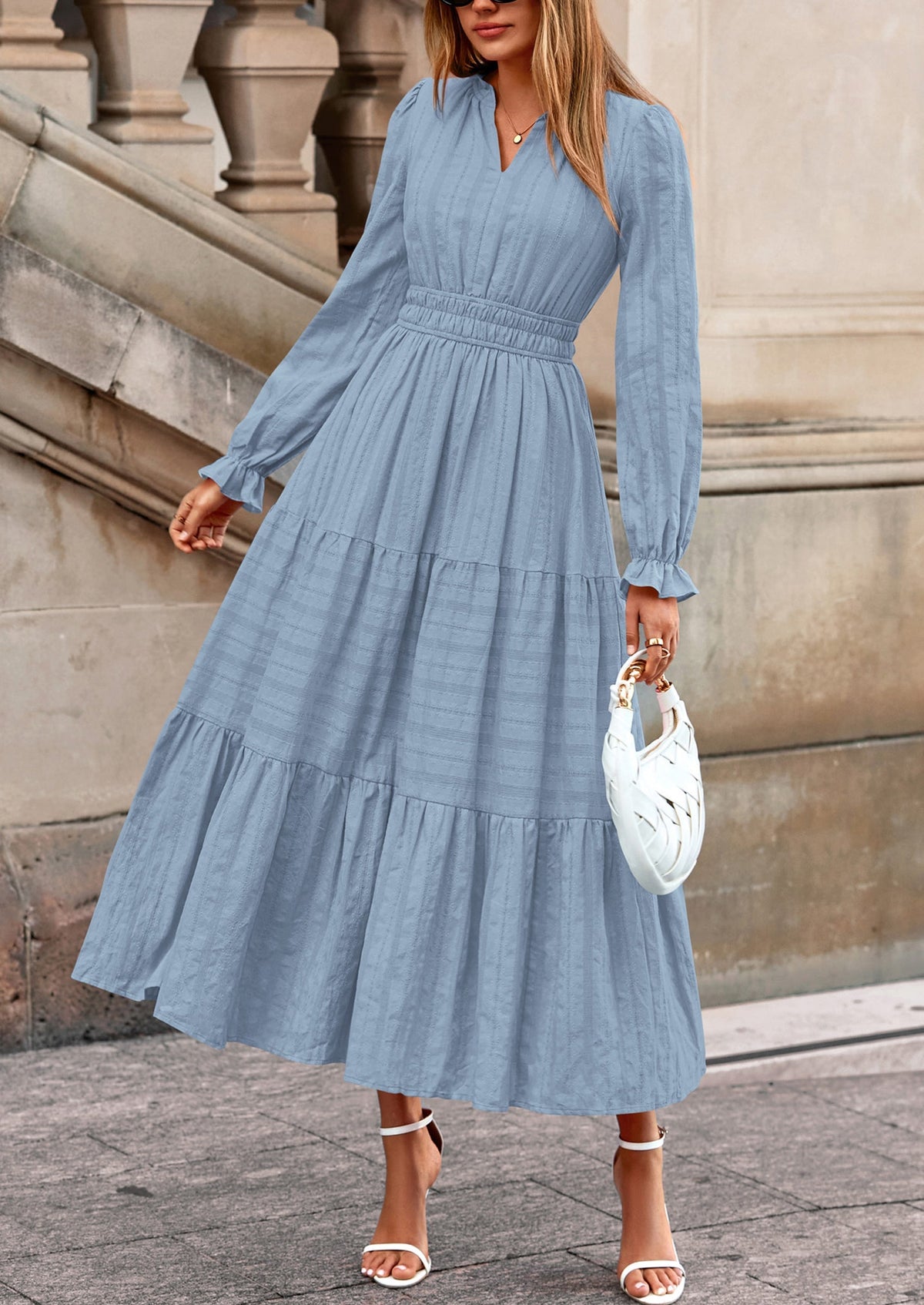 Flowy Maxi Dress - Long Sleeve, V-Neck, Wedding Guest - photo 33