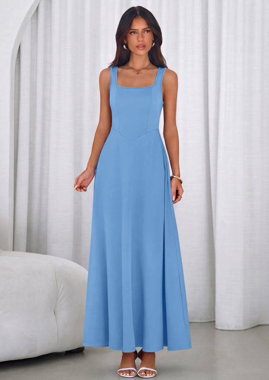 Swing Maxi Dress - Sleeveless, Square Neck, Beach - photo 1