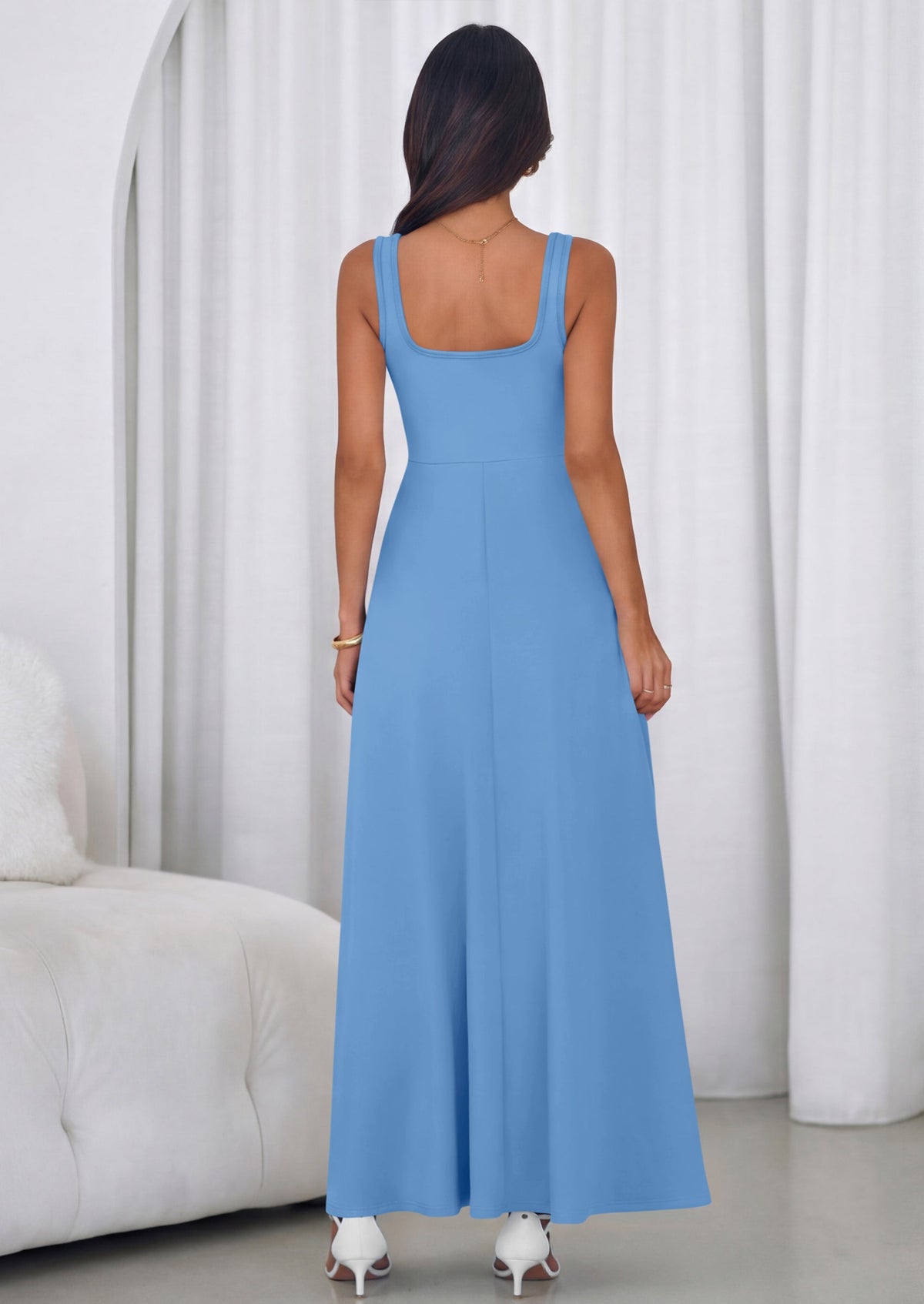 Swing Maxi Dress - Sleeveless, Square Neck, Beach - photo 2
