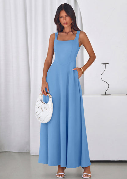 Swing Maxi Dress - Sleeveless, Square Neck, Beach - photo 4