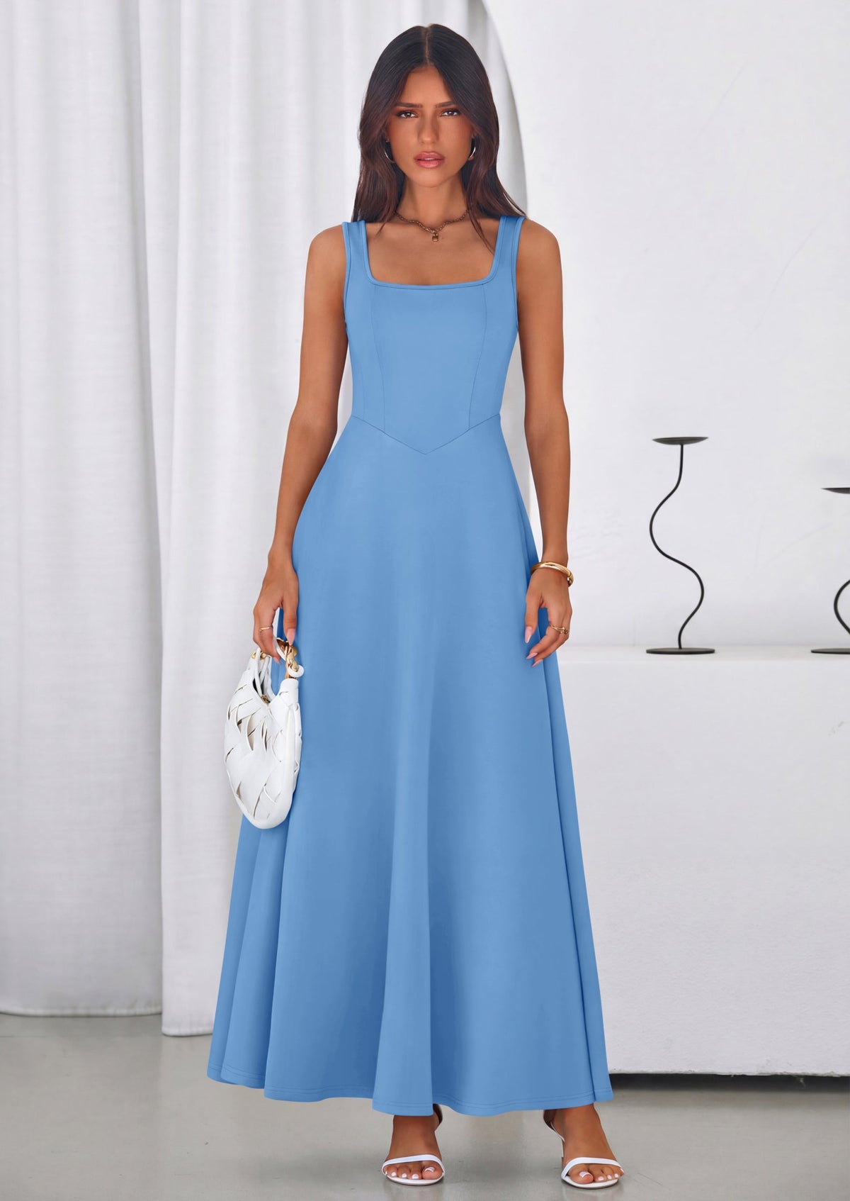 Swing Maxi Dress - Sleeveless, Square Neck, Beach - photo 5
