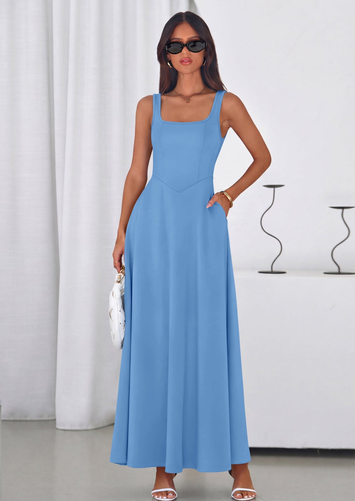 Swing Maxi Dress - Sleeveless, Square Neck, Beach - photo 6