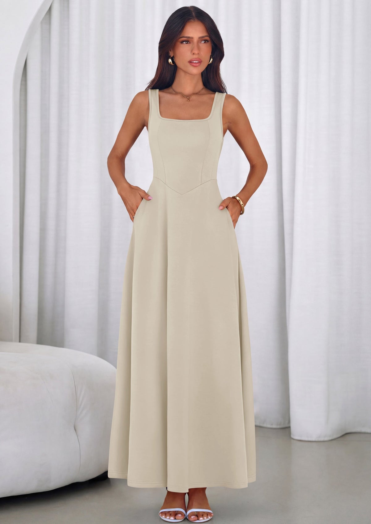 Swing Maxi Dress - Sleeveless, Square Neck, Beach - photo 39