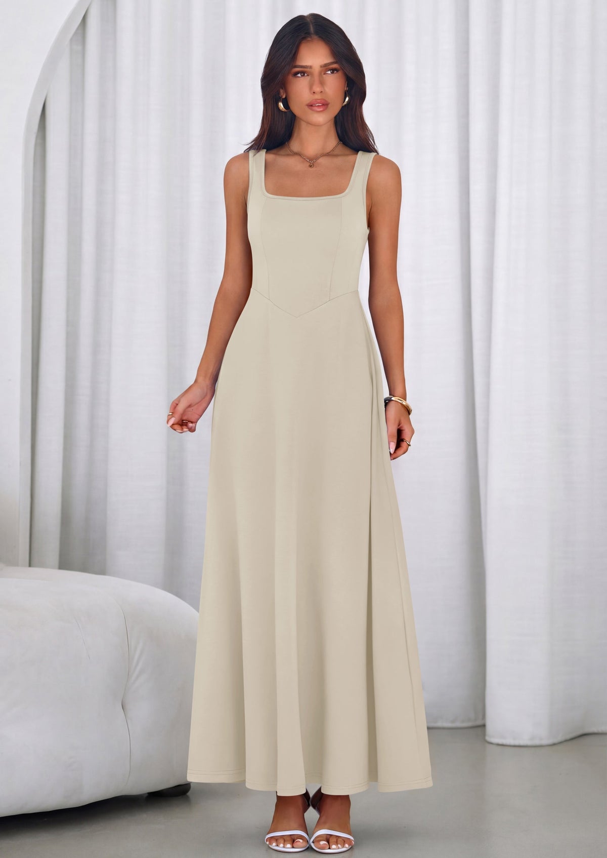 Swing Maxi Dress - Sleeveless, Square Neck, Beach - photo 37