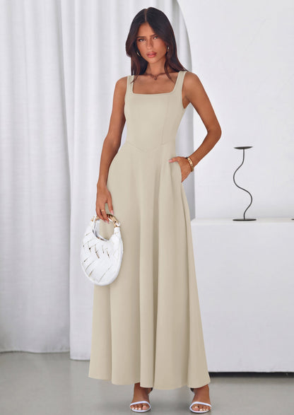 Swing Maxi Dress - Sleeveless, Square Neck, Beach - photo 40