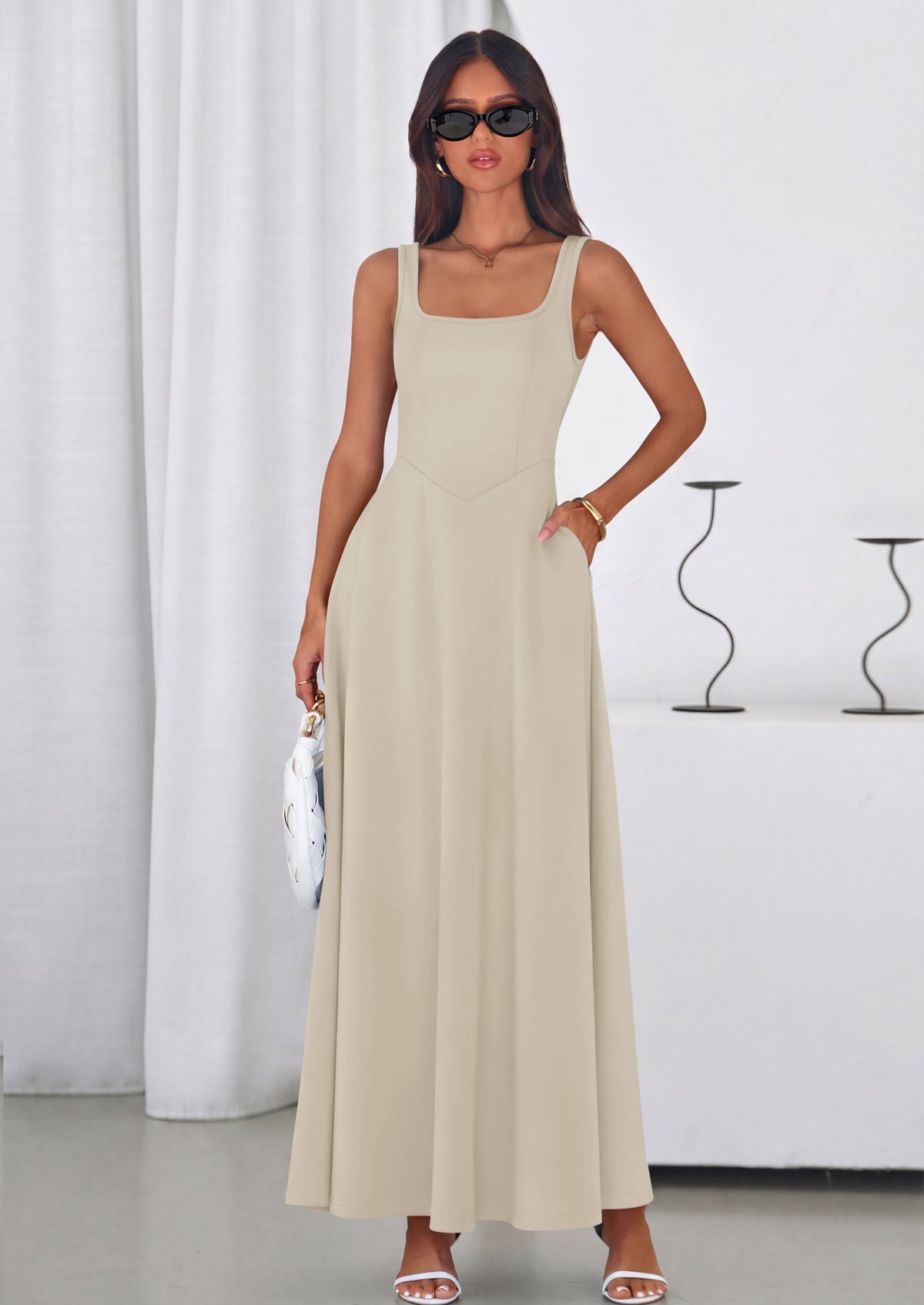 Swing Maxi Dress - Sleeveless, Square Neck, Beach - photo 42