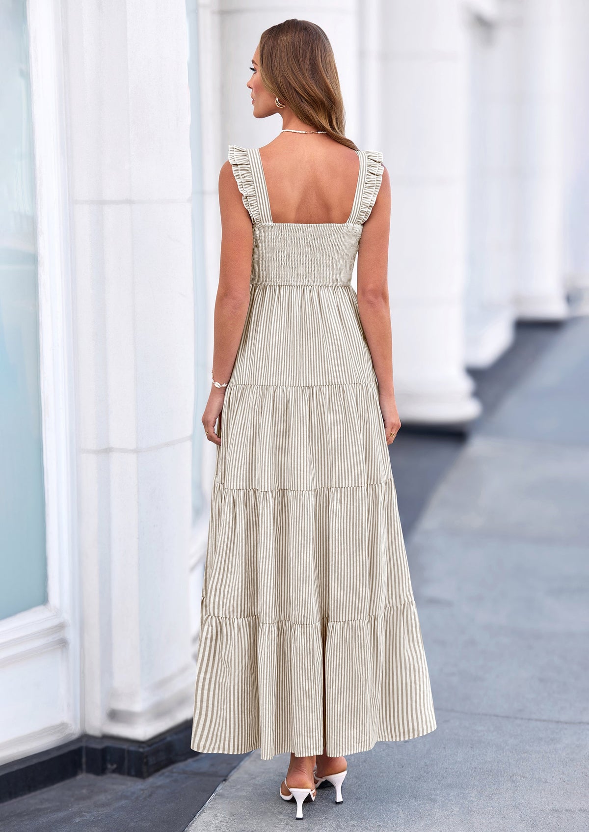 Striped Flowy Maxi Dress - Sleeveless, Square Neck, Casual - photo 15