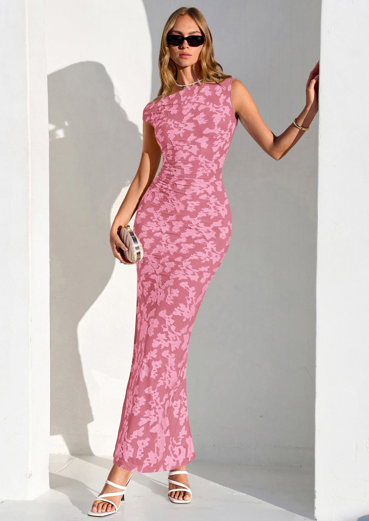Floral Bodycon Ruched Maxi Dress - One-Shoulder, Cocktail - photo 5
