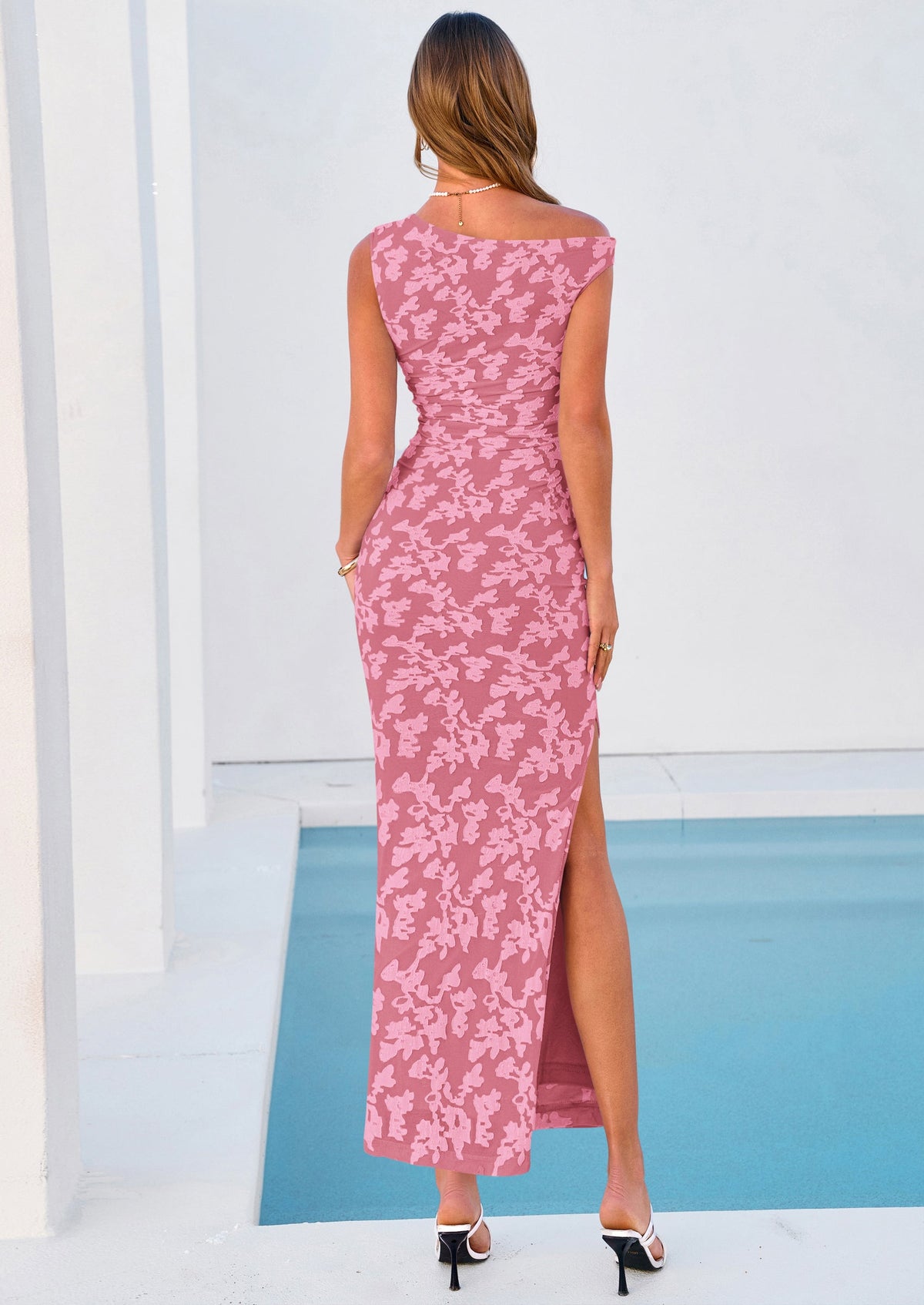Floral Bodycon Ruched Maxi Dress - One-Shoulder, Cocktail - photo 2