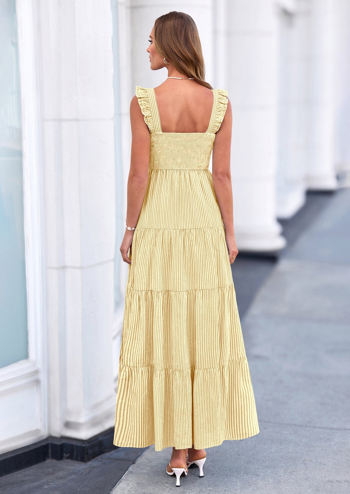 Striped Flowy Maxi Dress - Sleeveless, Square Neck, Casual - photo 2