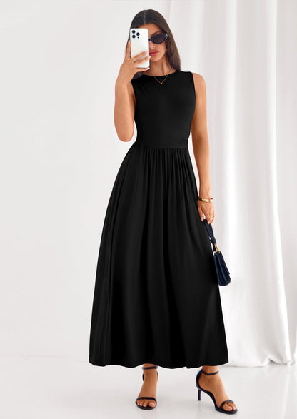 A-Line Flowy Maxi Dress - Sleeveless, Crewneck, Casual - photo 57