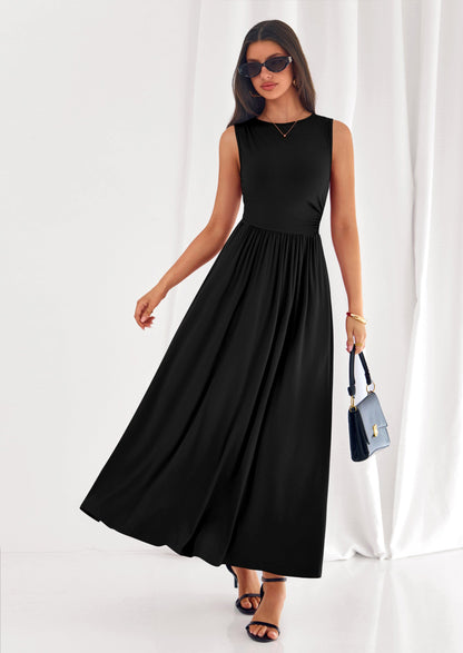 A-Line Flowy Maxi Dress - Sleeveless, Crewneck, Casual - photo 12